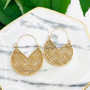 Gold Aztec Design gold boho earrings